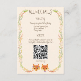 Carte D'accompagnement Bois de Whimsical renards (ivoire) Mariage rustiqu