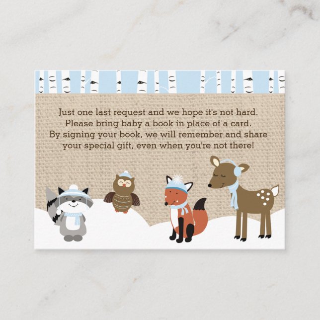 Carte D'accompagnement Bois d'hiver Animaux Bois Bois Demande de réservat (Devant)