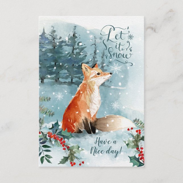 Carte D'accompagnement Bois d'hiver, renard Noël (Devant)