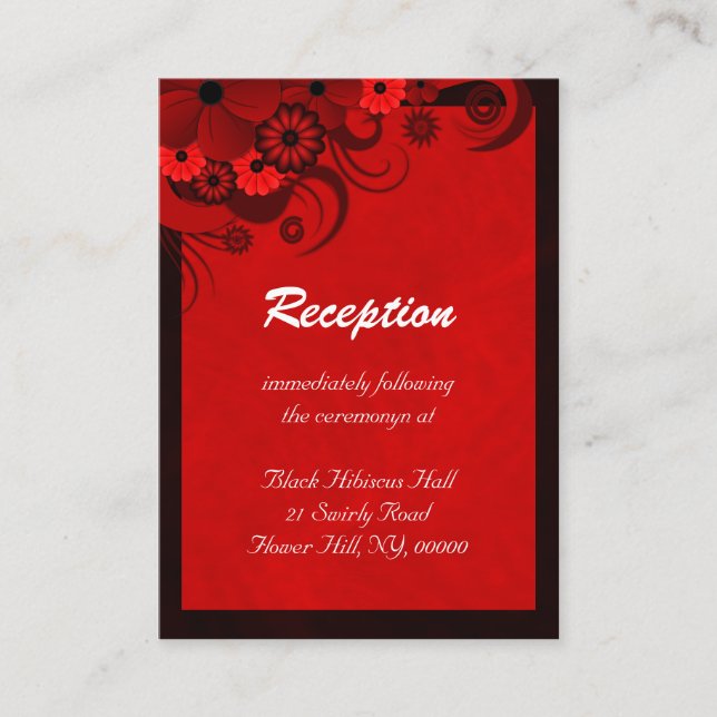 Carte D'accompagnement Boîtes d'accueil pour mariage Floral Dark Red Goth (Devant)