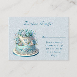 Carte D'accompagnement Boîtier de Baby shower à fleurs de gâteau bleu