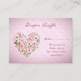 Carte D'accompagnement Boîtier de Baby shower Floral Coeur Rose