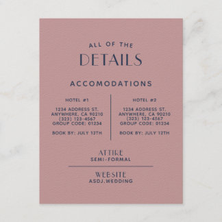 Carte D'accompagnement Boîtier de détails de Mariage de marine de broussa