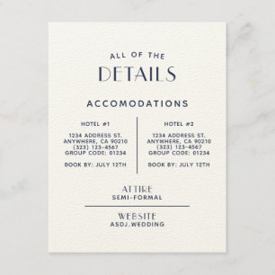 Carte D'accompagnement Boîtier de détails de Mariage Ecru Simple