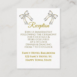 Carte D'accompagnement Boîtier de réception de mariage blanc et or Ruban