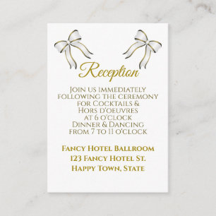 Carte D'accompagnement Boîtier de réception de mariage blanc et or Ruban