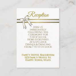 Carte D'accompagnement Boîtier de réception de mariage blanc et or Ruban
