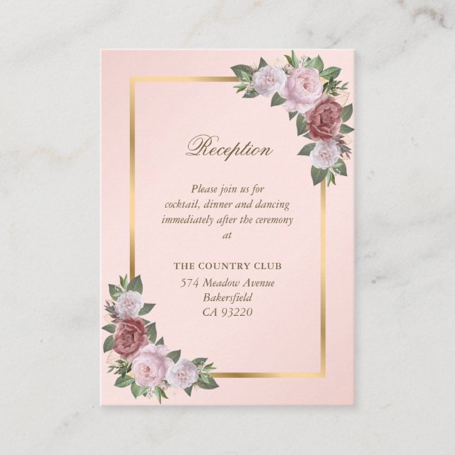 Carte D'accompagnement Boîtier de réception de mariage rose vif (Devant)