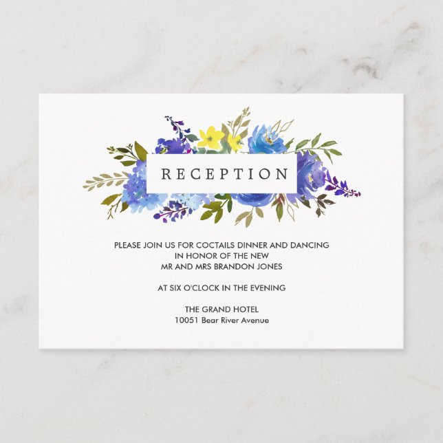 Carte D'accompagnement Boîtier de réception pour le mariage de fleurs jau (Devant)