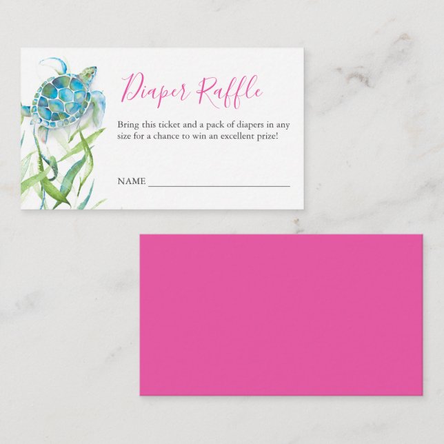 Carte D'accompagnement Boîtier d'invitation de la tortue de mer rose (Devant / Derrière)