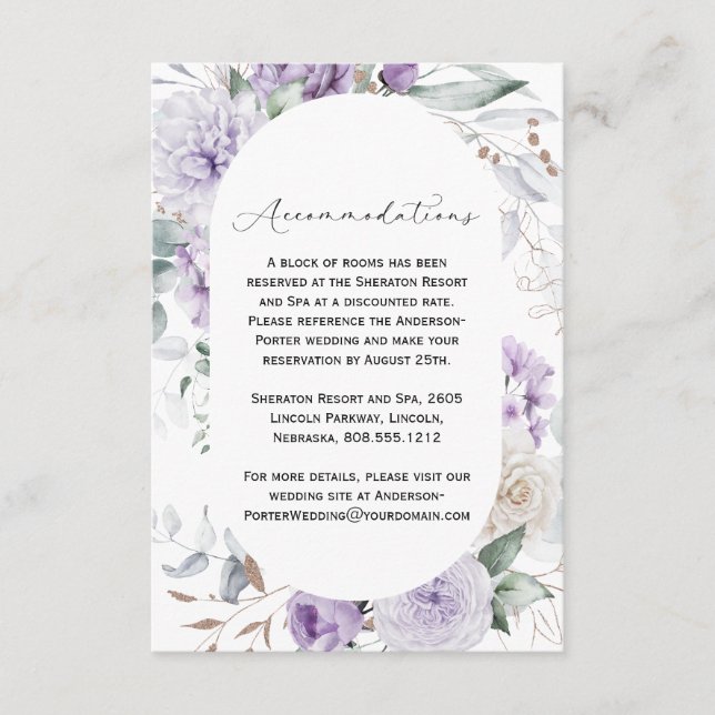 Carte D'accompagnement Boîtier floral Lavender Purple Peonies (Devant)