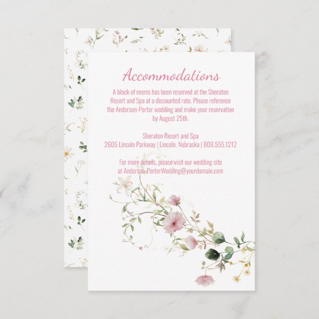 Carte D'accompagnement Boîtier floral rose pâle (Devant / Derrière)