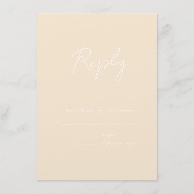 Carte D'accompagnement Boîtier Mariage RSVP Champagne Tone Terre (Devant)