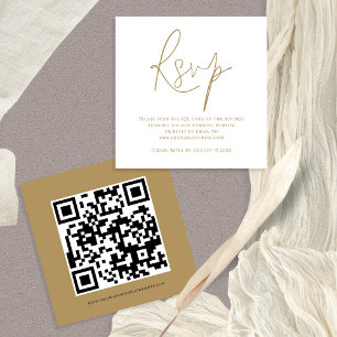 Carte D'accompagnement Boîtier RSVP Mariage de code QR en or blanc
