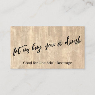 Carte D'accompagnement Bon de Boisson en Bois Rustique