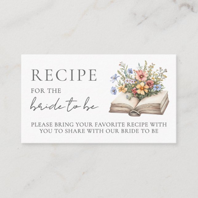 Carte D'accompagnement Book Bridal Shower Recipe (Devant)