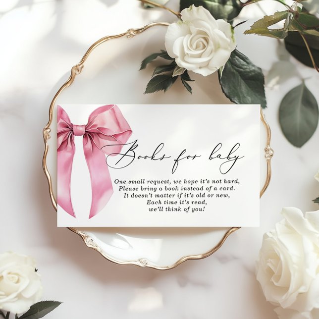 Carte D'accompagnement Books roses pour bébé Baby shower Coquette (Créateur téléchargé)