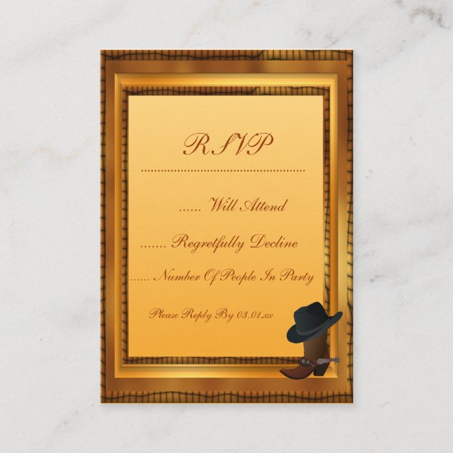 Carte D'accompagnement Boot et Casquette Cowboy (Devant)