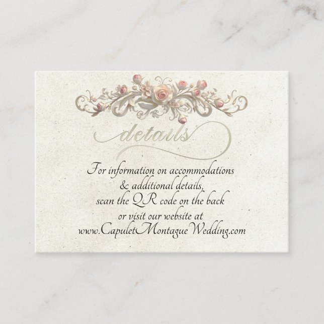 Carte D'accompagnement Bordure d'arc de rose, QR Code - Crème (Devant)