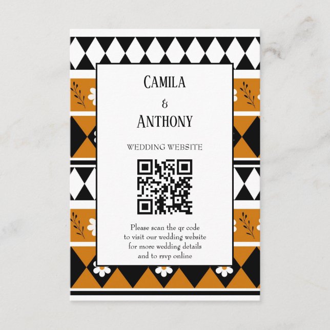 Carte D'accompagnement Bordure Fleur Diamant Boho Motif Floral (Devant)