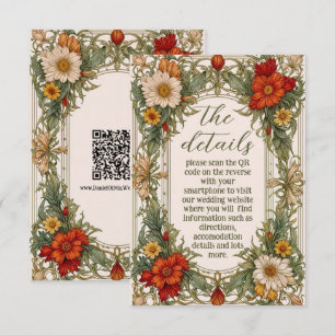 Carte D'accompagnement Bordure ornée victorienne avec Mariage Fleur sauva