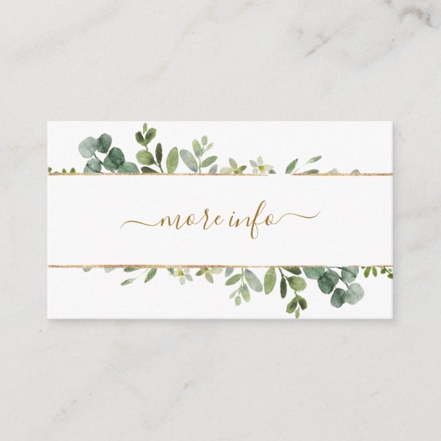Carte D'accompagnement Botanical Gold Green Mariage Plus d'infos (Devant)