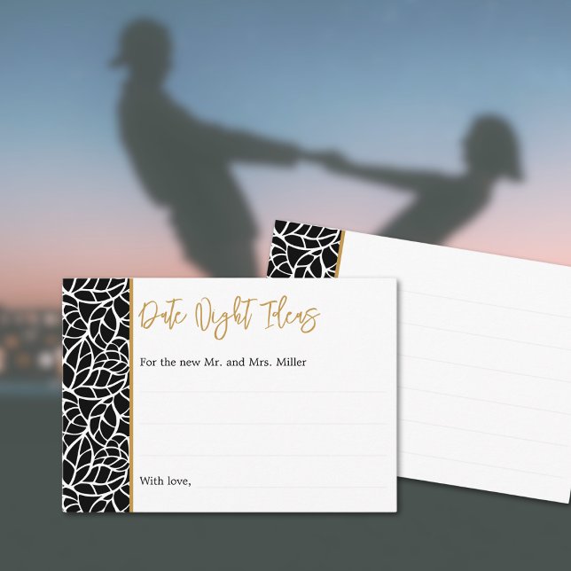 Carte D'accompagnement Botanique Feuille Motif frontière Date Nuit Idées (Botanical Leaves Pattern Border Date Night Ideas Enclosure Card)