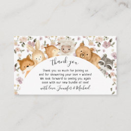 Carte D'accompagnement Botanique Fleur Forêt Bébé Animaux Merci