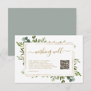 Carte D'accompagnement Botanique Gold Green Wishing Well avec QR Code