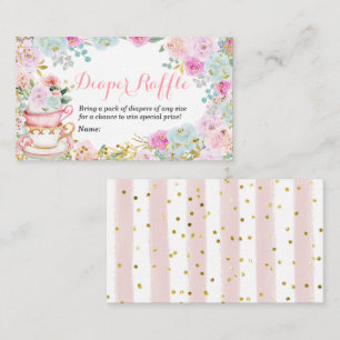 Carte D'accompagnement Bouche Raffle Tea Party Pastel Floral