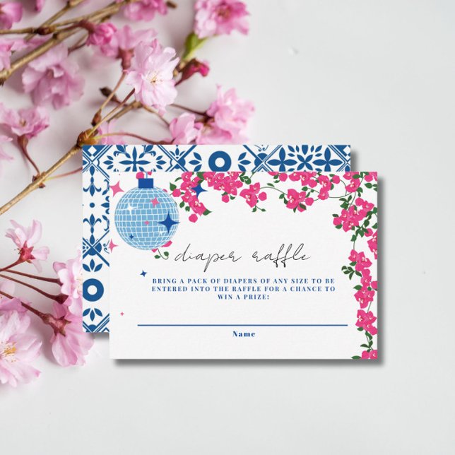 Carte D'accompagnement Bougainvilliers grecs baby shower Déchets Raffle (Créateur téléchargé)