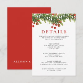 Carte D'accompagnement Boughs rustiques de Holly Mariage de Noël d'hiver