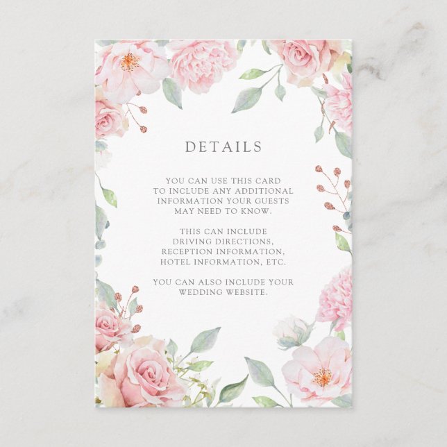 Carte D'accompagnement Bountiful Rose rose Floral Mariage Détails de l'in (Devant)