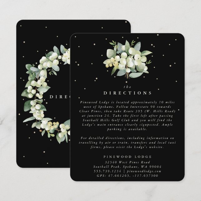 Carte D'accompagnement Bouquet Black Snowberry+Eucalyptus Directions (Devant / Derrière)