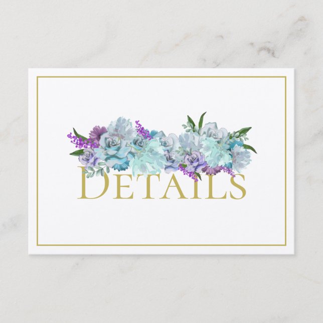 Carte D'accompagnement Bouquet bleu turquoise Mariage Suite Détails de la (Devant)