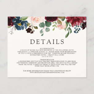 Carte D'accompagnement Bouquet Bourgogne   Détails du mariage
