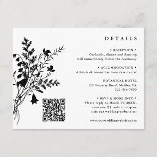 Carte D'accompagnement Bouquet de Fleur sauvage noir et blanc Détails du