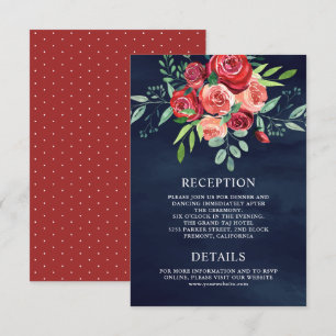 Carte D'accompagnement Bouquet de fleurs Roses rouges Détails de mariage