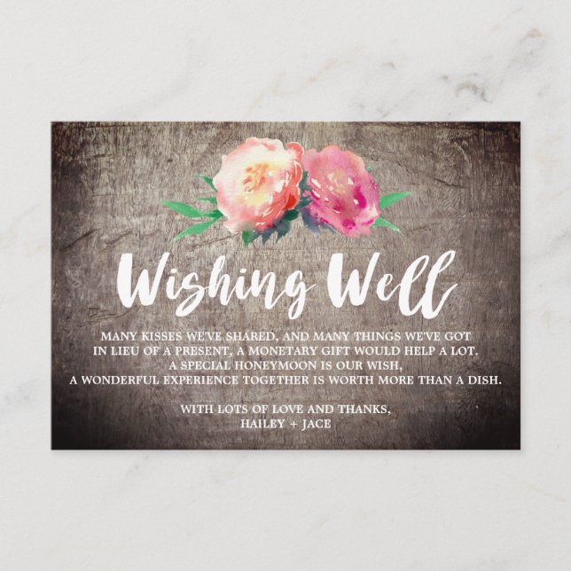 Carte D'accompagnement Bouquet de fleurs rustiques Mariage Wishing well (Devant)