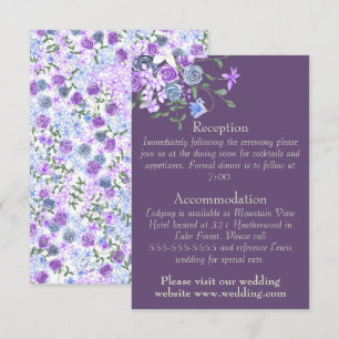 Carte D'accompagnement Bouquet de rose violet et bleu Détails du Mariage