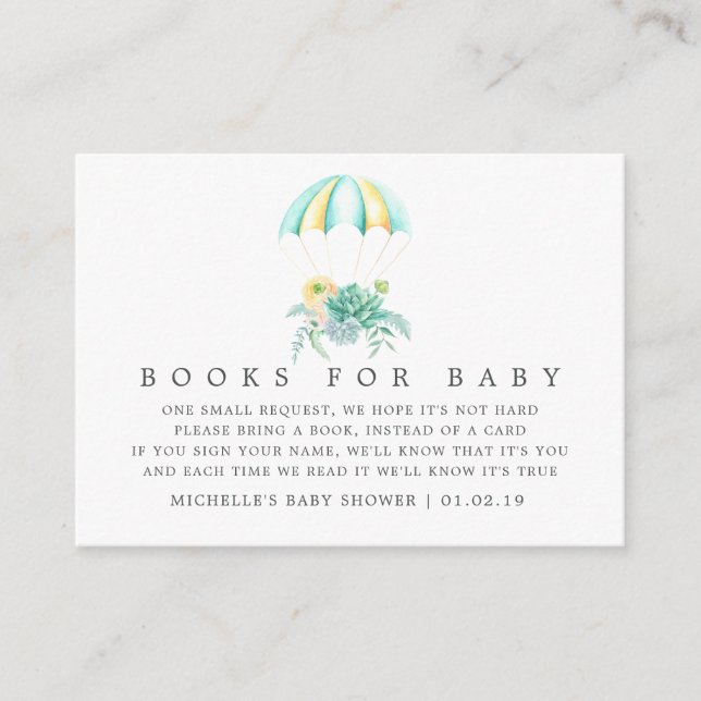 Carte D'accompagnement Bouquet floral Baby shower parachute demande de ré (Devant)