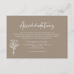 Carte D'accompagnement Bouquet floral minimaliste Hébergements Taupe