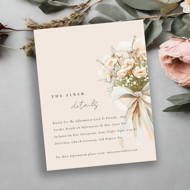 Carte D'accompagnement Bouquet floral souple et chic Détails du Mariage (Créateur téléchargé)