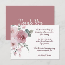 Carte D'accompagnement Bourgogne Dusty rose Mariage Merci
