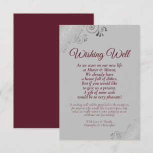 Carte D'accompagnement Bourgogne et Mariage gris argent qui souhaite bien