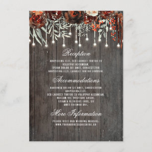Carte D'accompagnement Bourgogne Floral Lumières Mariage Information Invi