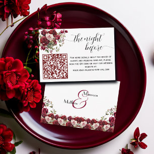 Carte D'accompagnement Bourgogne Floral Moderne QR Code La Nuit Avant