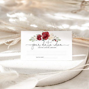 Carte D'accompagnement Bourgogne florale Date nuit idée