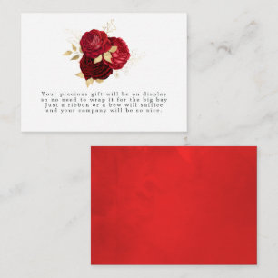 Carte D'accompagnement Bourgogne rouge et or Roses Vintages