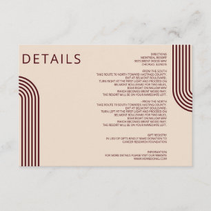 Carte D'accompagnement Bourgogne Rustique Boho Aronné Moderne Mariage Enc